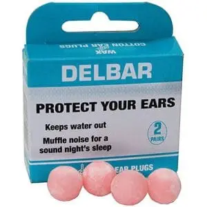 DELBAR WAX & COTTON EARPLUGS (2 PAIRS)