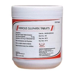FERROUS SULPHATE 75MG TABS 1000 PFP
