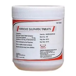 FERROUS SULPHATE 75MG TABS 1000 PFP