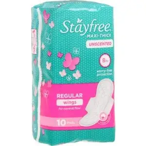 STAYFREE MAXI THICK 10 WINGS UNSCENTED