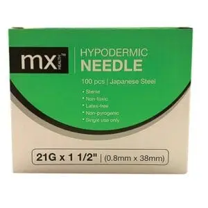 MX NEEDLE 21G 1 1/2 (0.8MM X 38MM)