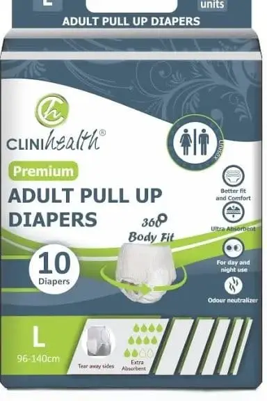 ADULT DIAPERS PULL UP PREM 10 LRG CLINIH