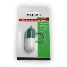 MEDIC PILL BOX KEYRING WHT&GRN