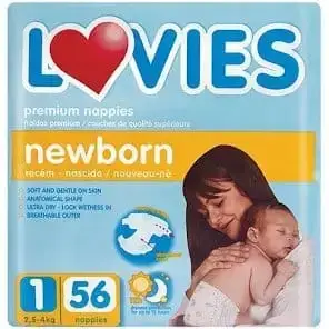 LOVIES DIAPERS NEWBORN SZ1 56