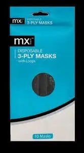 MX DISPOSABLE FACE MASK 3PLY BLACK 10