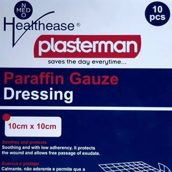 PARAFFIN GAUZE DRESS 10CM HEALTHEASE