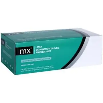 MX GLOVES LATEX P/F 100 MED
