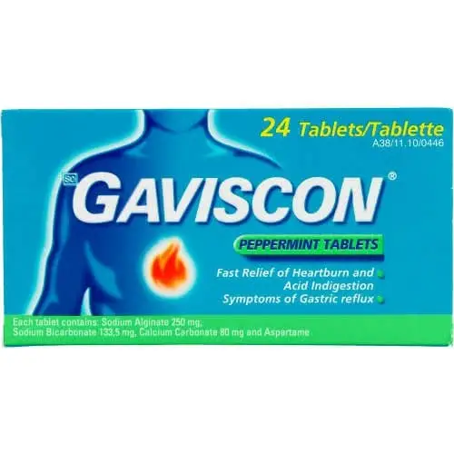 GAVISCON TABS 24 PEPPERMINT