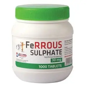 FERROUS SULPHATE 75MG TABS 1000 PHARMACHEM