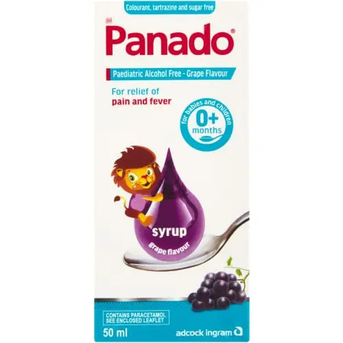 PANADO SYR 50ML GRAPE ALCOHOL & S/FREE