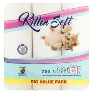 TOILET PAPER 2PLY 18 KITTEN SOFT LUXURY