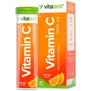 VITATECH VITA+VIT C 1000MG EFF 10 ORANGE
