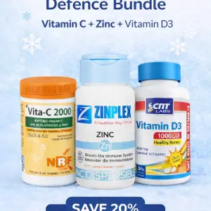 Daily immune support bundle including Vitamin C, Zinc and Vitamin D. Ideal for winter protection