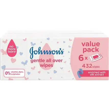 JOHNSONS BABY WIPES 72 6 GENTLE CARE