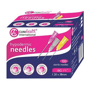 NEEDLE DISP 18GX38MM 100 CLINIHEALTH
