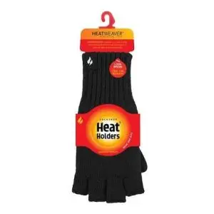 HEAT HOLDERS GLOVES FINGERLESS MEN BLACK