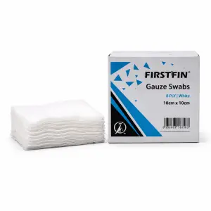 GAUZE SWABS 75MM 8PLY N/S 100 FIRSTFEN