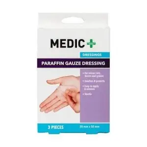 MEDIC GAUZE DRESSING PARAFFIN 5X5CM 3