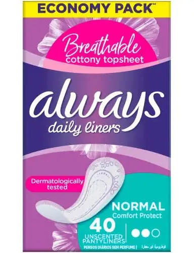 ALWAYS MAXI PANTYLINERS NORMAL UNSCENTED 40