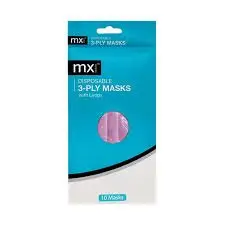 MX DISPOSABLE FACE MASK 3PLY PINK 10