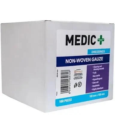 MEDIC GAUZE SWABS 100MM 4 PLY 100