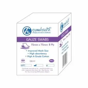 GAUZE SWABS  70MM 8PLY N/S 100 CLINIHE